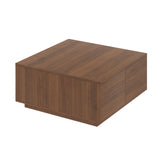 Square Coffee Table Storage Cocktail Table Center Table Sofa Side Table with 4 Drawer, Walnut