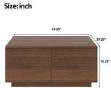 Square Coffee Table Storage Cocktail Table Center Table Sofa Side Table with 4 Drawer, Walnut