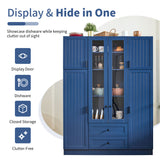 Freestanding Large Kitchen Pantry Storage Cabinet Cupboard with Adjustable Shelves, Pull-out Trays, Wine Rack & Drawers