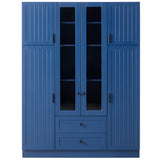 Freestanding Large Kitchen Pantry Storage Cabinet Cupboard with Adjustable Shelves, Pull-out Trays, Wine Rack & Drawers