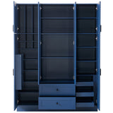 Freestanding Large Kitchen Pantry Storage Cabinet Cupboard with Adjustable Shelves, Pull-out Trays, Wine Rack & Drawers