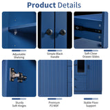 Freestanding Large Kitchen Pantry Storage Cabinet Cupboard with Adjustable Shelves, Pull-out Trays, Wine Rack & Drawers
