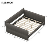 King Size Upholstered Platform Bed, Lambswool Sofa Bed with Bulit-in USB Ports for Living Room, Bedroom