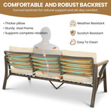6pcs Patio Sofa Set Outdoor Conversation Chat Set Garden Seating Group with Cushion, Coffee Table, Armchair & Ottoman