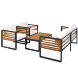 4pcs Patio Sofa Set Outdoor 5 Person Conversation Chat Set Garden Seating Group with Cushion & Weather-resistant Frame
