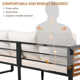 4pcs Patio Sofa Set Outdoor 5 Person Conversation Chat Set Garden Seating Group with Cushion & Weather-resistant Frame