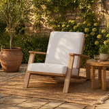 Accent Chair Acacia Wood Adirondack Chair with Cushions, Weather Resistant Armchair Outdoor Lounge Chair