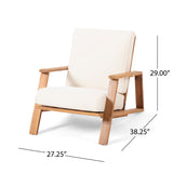 Accent Chair Acacia Wood Adirondack Chair with Cushions, Weather Resistant Armchair Outdoor Lounge Chair