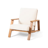 Accent Chair Acacia Wood Adirondack Chair with Cushions, Weather Resistant Armchair Outdoor Lounge Chair