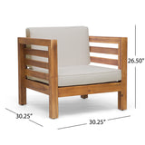 Acacia Wood Outdoor Club Chair with Water-Resistant Cushions, Modern Armchair Mid-Century Patio Lounge Chair