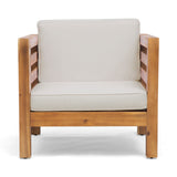 Acacia Wood Outdoor Club Chair with Water-Resistant Cushions, Modern Armchair Mid-Century Patio Lounge Chair