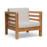 Acacia Wood Outdoor Club Chair with Water-Resistant Cushions, Modern Armchair Mid-Century Patio Lounge Chair