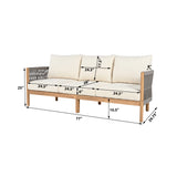 3-Seater Sofa Acacia Wood Outdoor Sofa with 6" Thick Cushions, Woven Rope Patio Sofa Couch