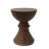 16" Modern End Table Ribbed Concrete Outdoor Side Table, Hourglass Patio Accent Table
