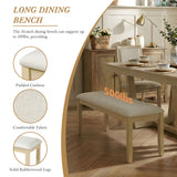 6pcs Extendable Dining Table Set Dining Set for 6, Family Kitchen Table Set with Upholstered Dining Chairs & Long Bench