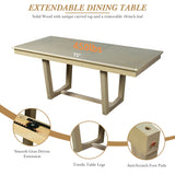 6pcs Extendable Dining Table Set Dining Set for 6, Family Kitchen Table Set with Upholstered Dining Chairs & Long Bench