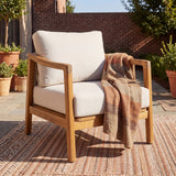 Outdoor Club Chair Patio Accent Chair Single Sofa Armchair with Soft Water-Repellent Cushion & Weather-Resistant Acacia Wood Frame