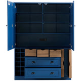 Freestanding Kitchen Pantry Dining Storage Cabinet Cupboard Coffee Bar Cabinet with Foldable Doors, Power Outlet, Wine Racks