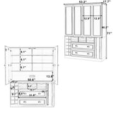 Freestanding Kitchen Pantry Dining Storage Cabinet Cupboard Coffee Bar Cabinet with Foldable Doors, Power Outlet, Wine Racks