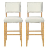 Set of 2 Counter Height Barstool with Rivet Decoration, Upholstered Bar Chairs for Kitchen Island, Bedroom, Dining Room