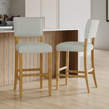 Set of 2 Counter Height Barstool with Rivet Decoration, Upholstered Bar Chairs for Kitchen Island, Bedroom, Dining Room