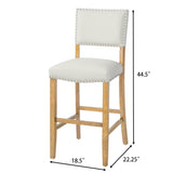 Set of 2 Counter Height Barstool with Rivet Decoration, Upholstered Bar Chairs for Kitchen Island, Bedroom, Dining Room