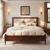 King Size Platform Bed Frame with Upholstered Headboard, Spindle Accent Bed