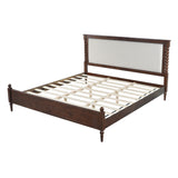 King Size Platform Bed Frame with Upholstered Headboard, Spindle Accent Bed