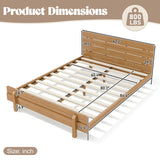 Queen Size Platform Bed Frame Minimalist Bamboo Bed with Headboard