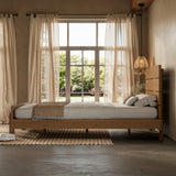 Queen Size Platform Bed Frame Minimalist Bamboo Bed with Headboard