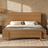 Queen Size Platform Bed Frame Minimalist Bamboo Bed with Headboard