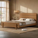 Queen Size Platform Bed Frame Minimalist Bamboo Bed with Headboard