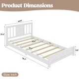 Twin Size Platform Bed Frame, Low Profile Bed Frame, Solid Wood Floor Bed with Headboard