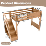 Wood Loft Bed with Built-in Wardrobe and Storage Stairs, Twin Space-Saving Bed Frame for Kids