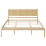King Platform Bed Frame with Paneled Headboard, Solid Wood Slat Support, No Box Spring Needed