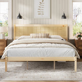 King Platform Bed Frame with Paneled Headboard, Solid Wood Slat Support, No Box Spring Needed