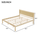 King Platform Bed Frame with Paneled Headboard, Solid Wood Slat Support, No Box Spring Needed
