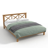 Queen Size Platform Bed Frame Bamboo Bed with X-Shape Headboard