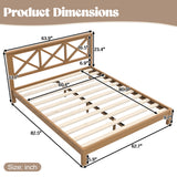 Queen Size Platform Bed Frame Bamboo Bed with X-Shape Headboard