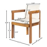 7pcs Acacia Wood Outdoor Dining Set, Patio Extendable Table and 6 Chairs with Cushions, Teak