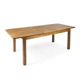 7pcs Acacia Wood Outdoor Dining Set, Patio Extendable Table and 6 Chairs with Cushions, Teak