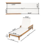 Set of 2 Outdoor Chaise Lounge Sun Loungers with Cushions, 4-Position Adjustable Patio Recliner, Acacia Wood Daybed