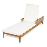 Set of 2 Outdoor Chaise Lounge Sun Loungers with Cushions, 4-Position Adjustable Patio Recliner, Acacia Wood Daybed