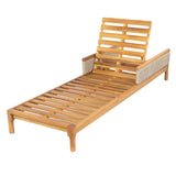 Set of 2 Outdoor Chaise Lounge Sun Loungers with Cushions, 4-Position Adjustable Patio Recliner, Acacia Wood Daybed