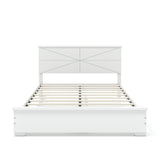 Queen Size Platform Bed Frame Bamboo Bed with Chic Headboard