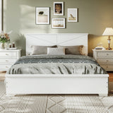 Queen Size Platform Bed Frame Bamboo Bed with Chic Headboard