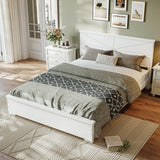 Queen Size Platform Bed Frame Bamboo Bed with Chic Headboard