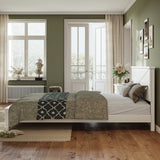 Queen Size Platform Bed Frame Bamboo Bed with Chic Headboard