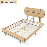 Full Size Platform Bed Frame Bamboo Bed with Round Shape Headboard, Natural