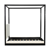 Queen Size Canopy Bed Platform Bed Frame with Upholstered Headboard